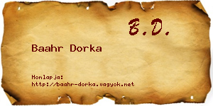 Baahr Dorka névjegykártya